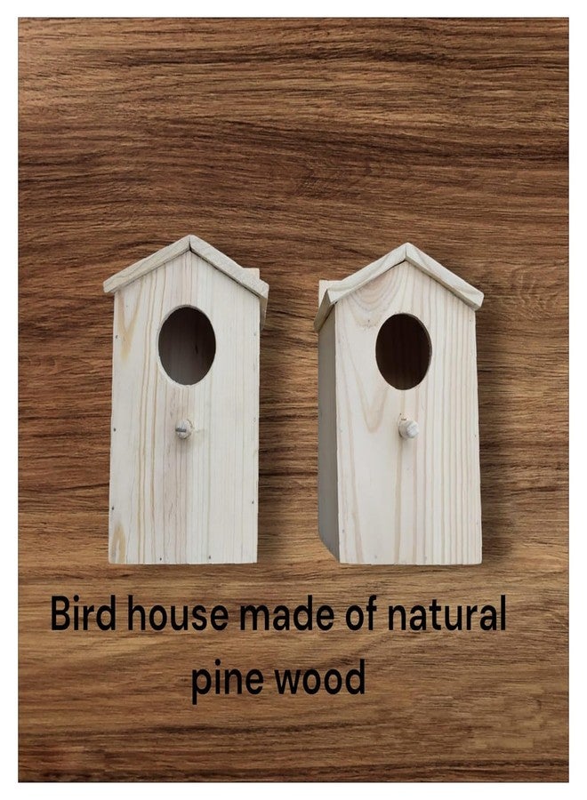 GLITZ Bird House Wooden Nest for Bird Sparrow Solid Wood Wall Mounted Hand Made Birdhouse - (Pack of 2) - Image 2
